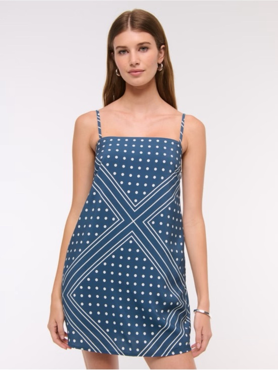 Abercrombie & Fitch Dresses & Skirts - Abercrombie & Fitch Blue Polka Dot Scarf Print Slip Mini Dress | Size Small